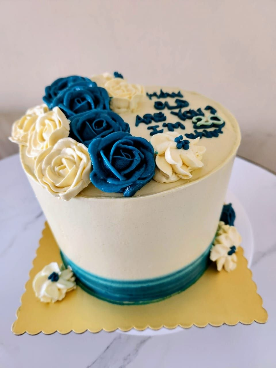 Cupcake bouquet with blue roses